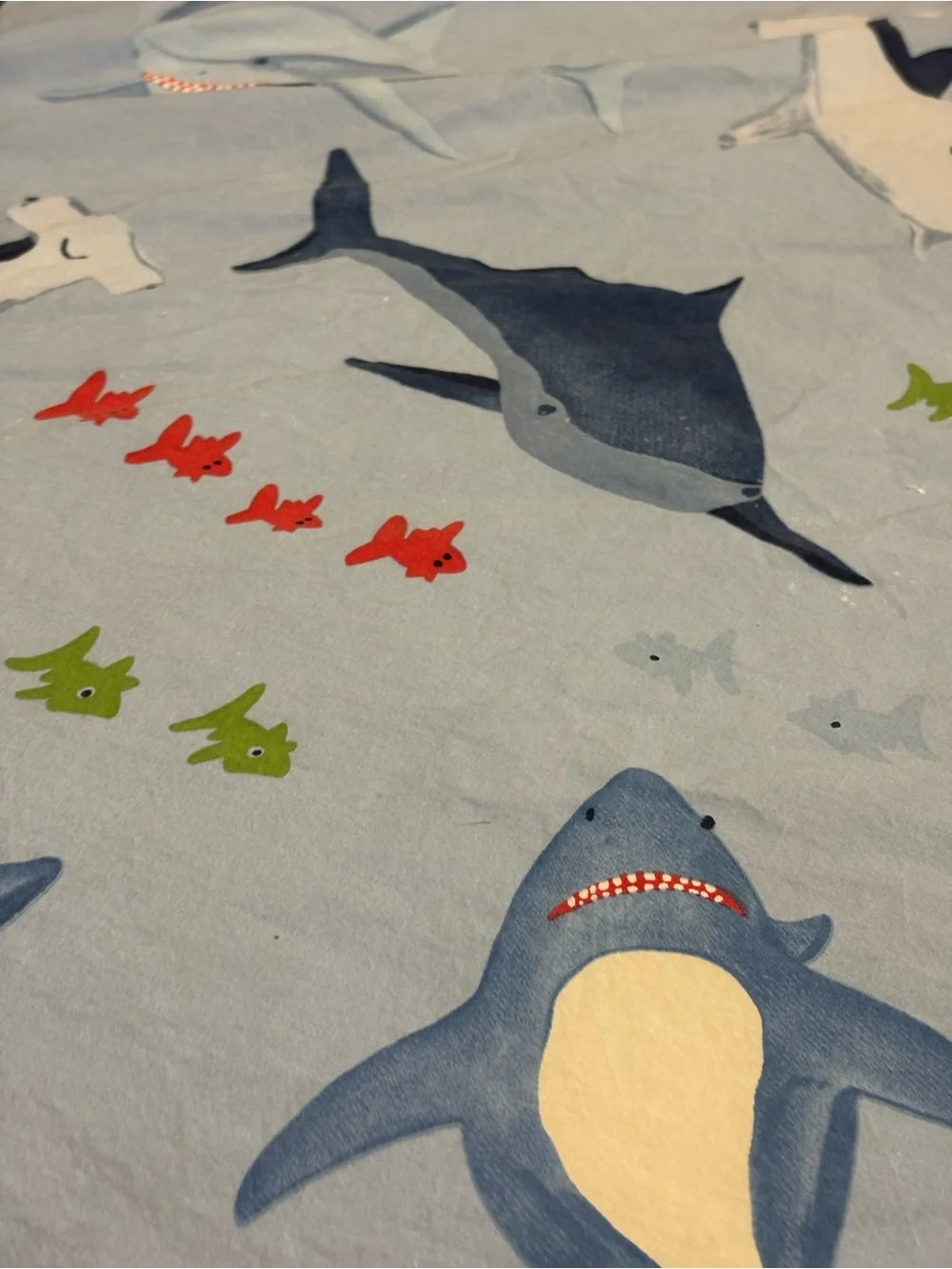 Pottery Barn Kids Shark Bite Duvet Cover Twin Light Blue Ocean School Fish Sea